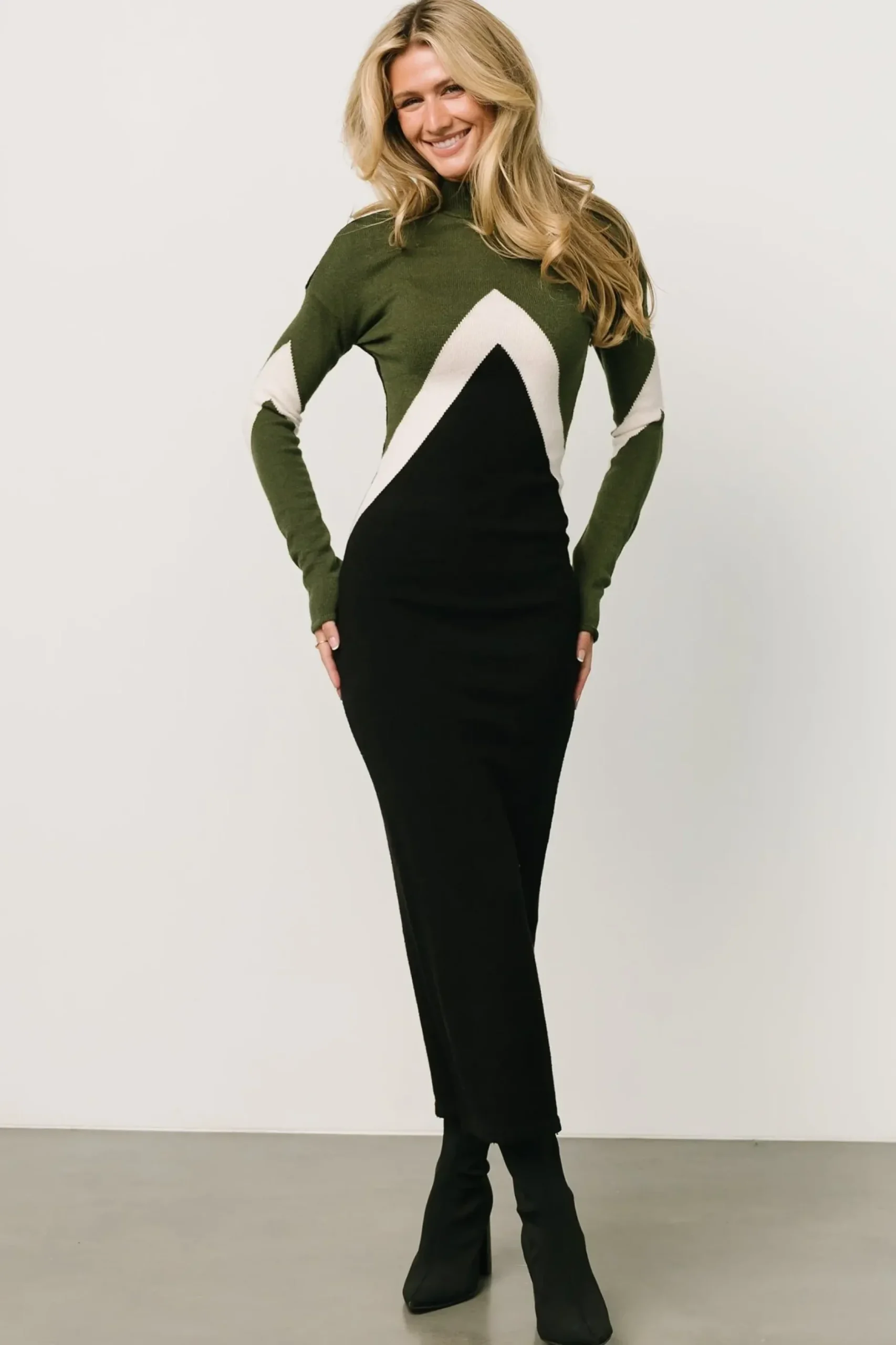 Baltic Born TOPS|sweaters|Squires Sweater Dress | Olive + Black