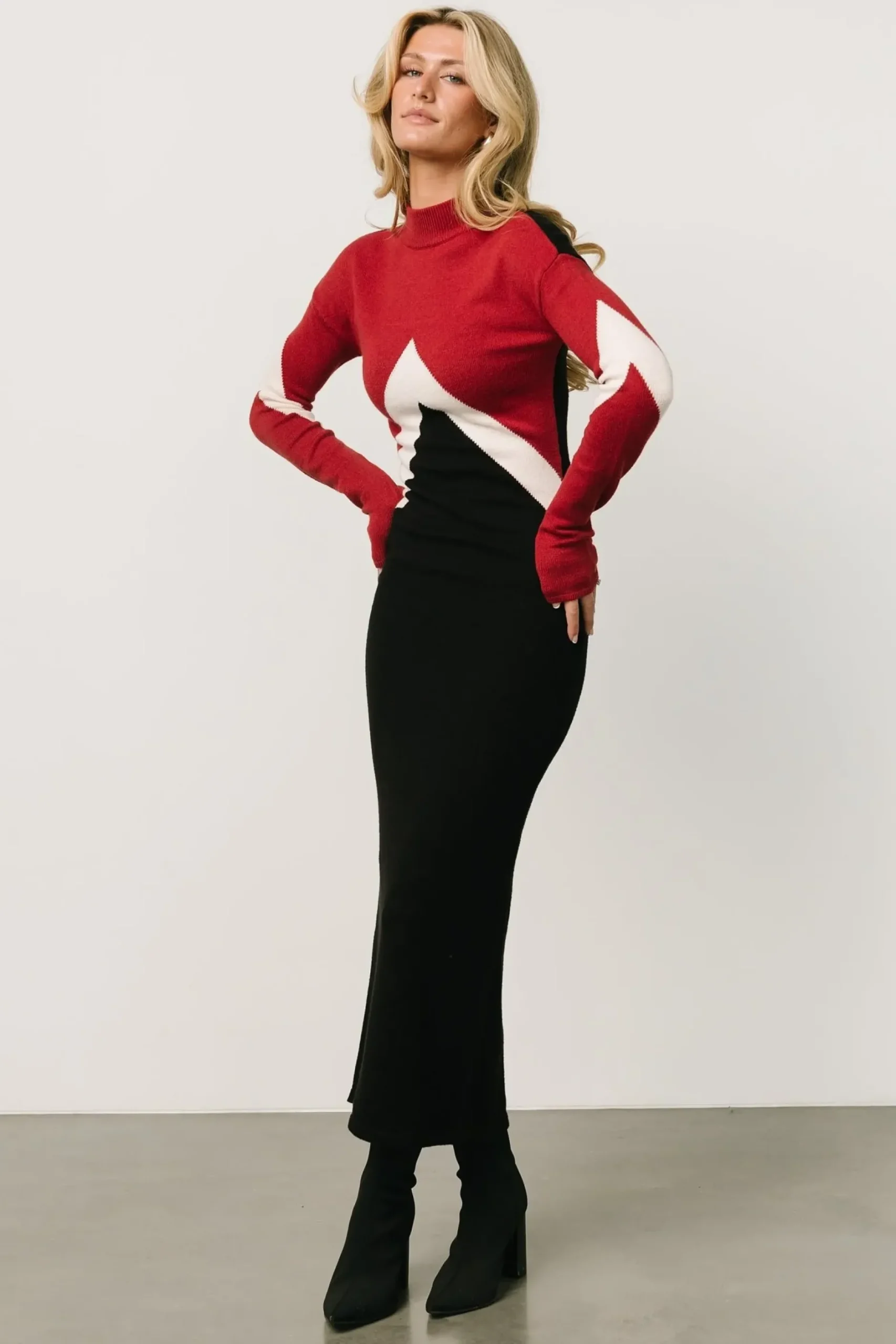Baltic Born TOPS|sweaters|Squires Sweater Dress | Red + Black