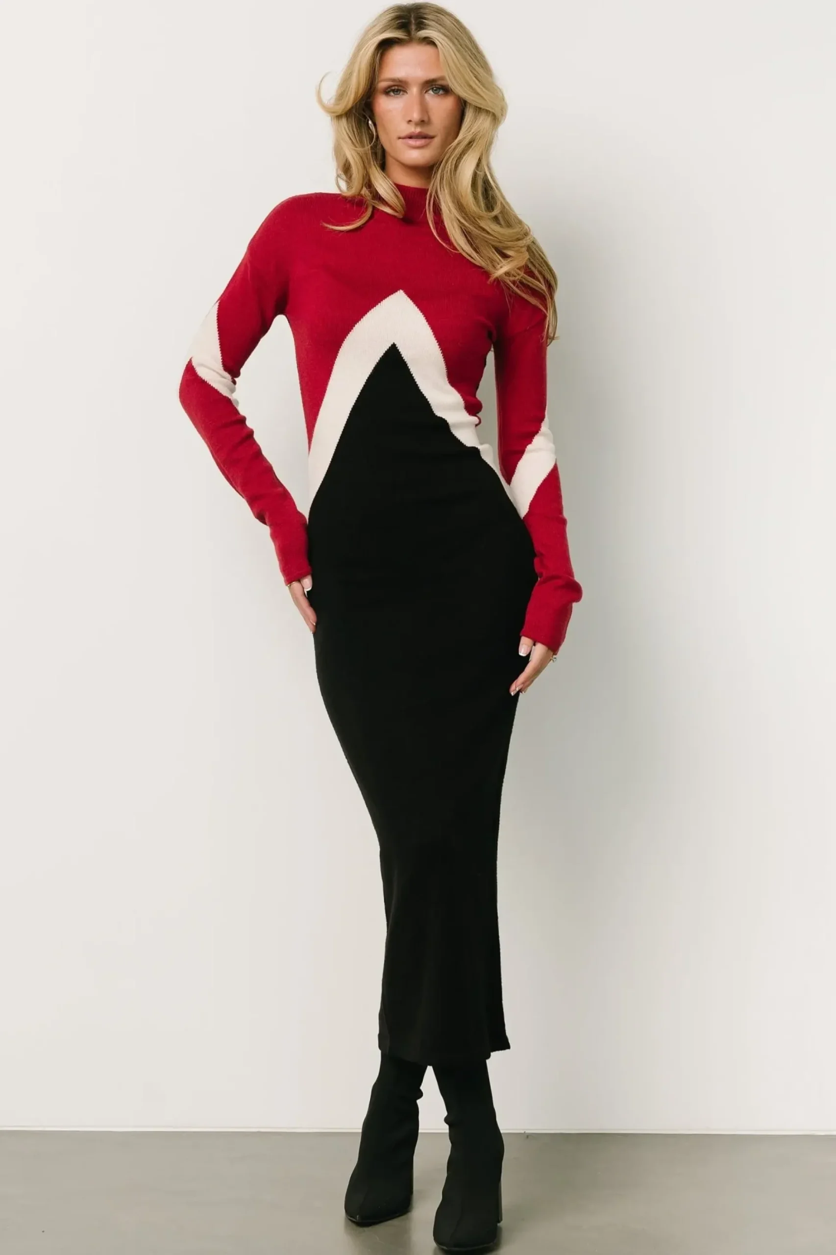 Baltic Born TOPS|sweaters|Squires Sweater Dress | Red + Black