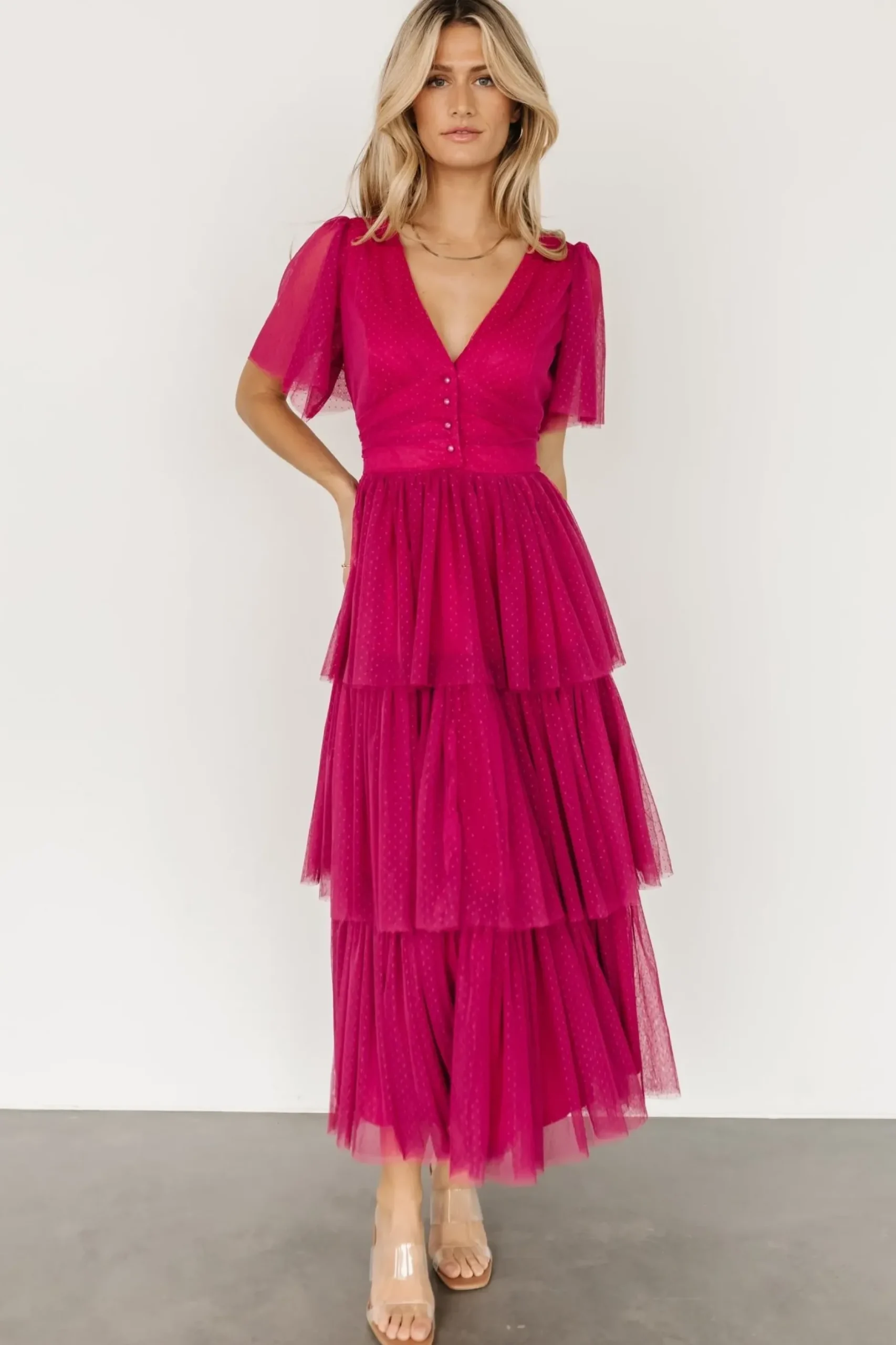 Baltic Born COMING SOON|Starlet Tiered Maxi Dress | Magenta Berry