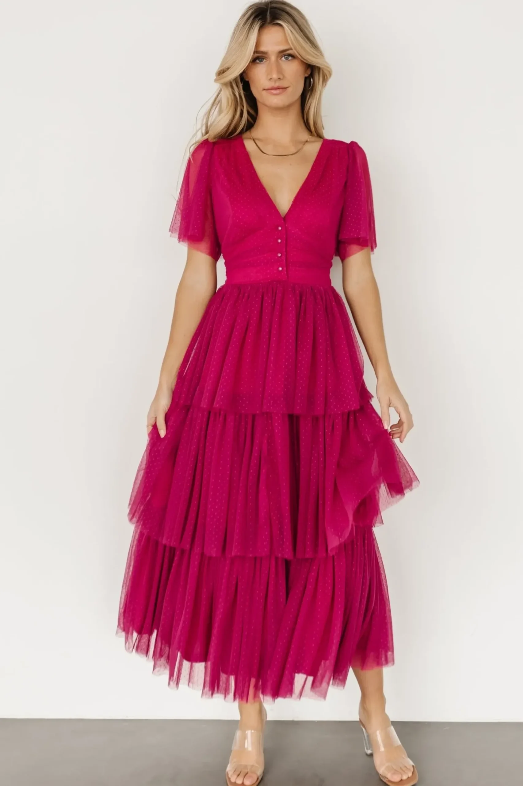 Baltic Born COMING SOON|Starlet Tiered Maxi Dress | Magenta Berry