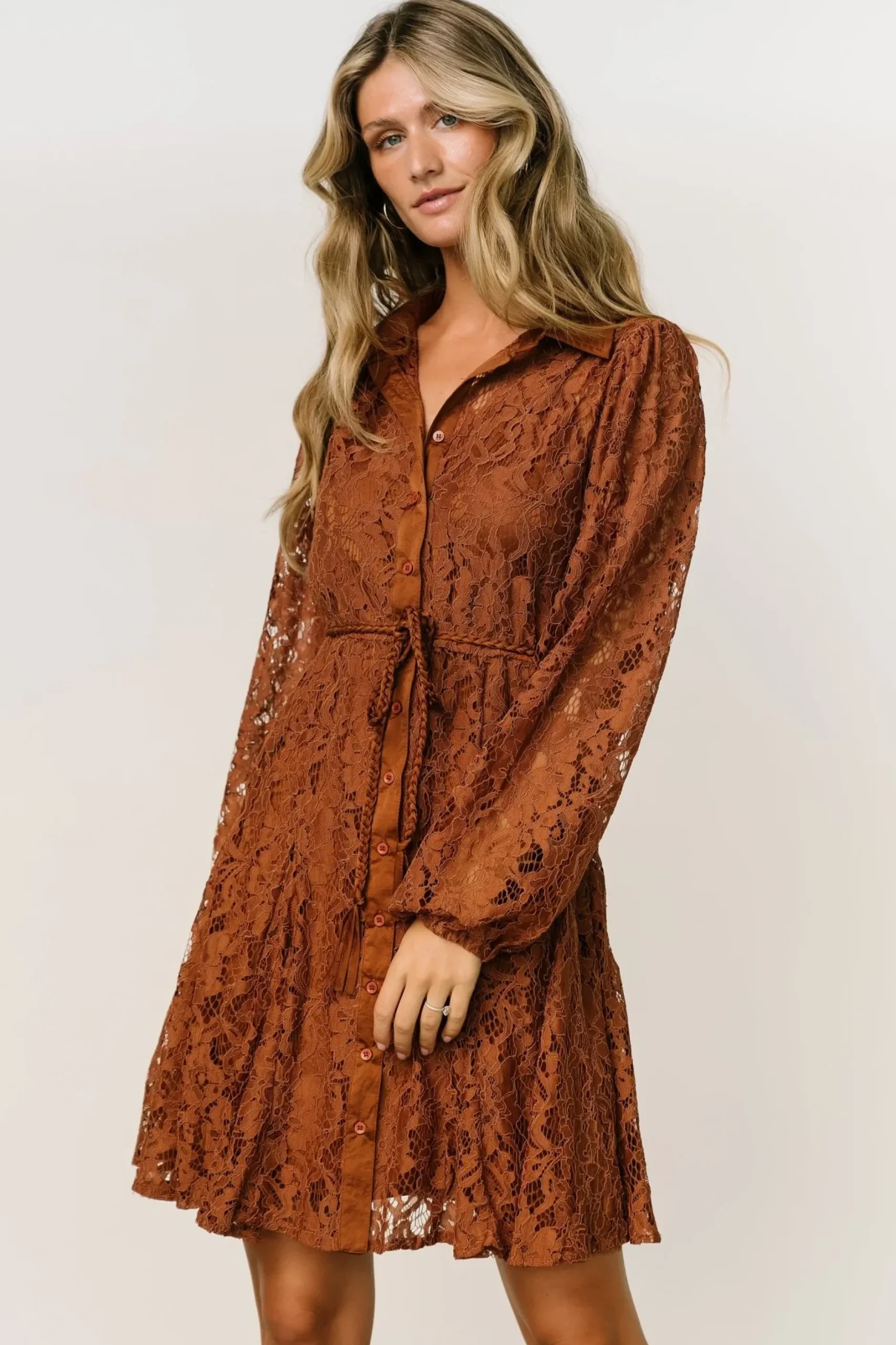 Baltic Born short dresses|Stefan Lace Short Dress | Cinnamon