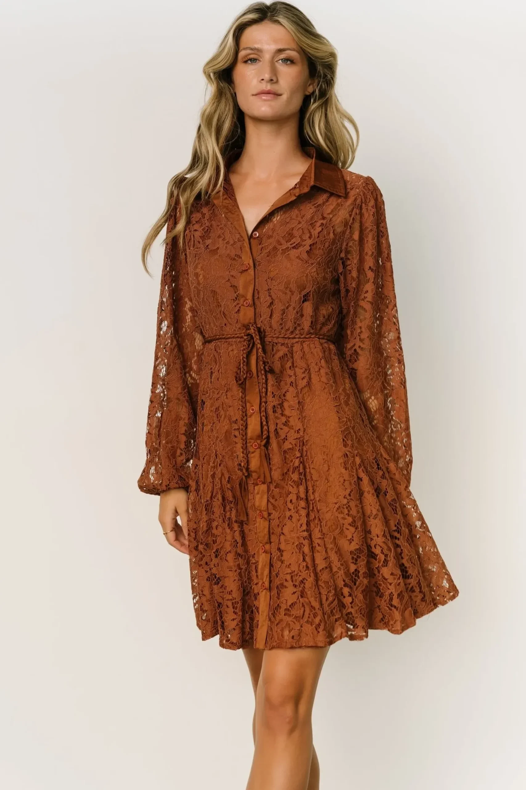 Baltic Born short dresses|Stefan Lace Short Dress | Cinnamon