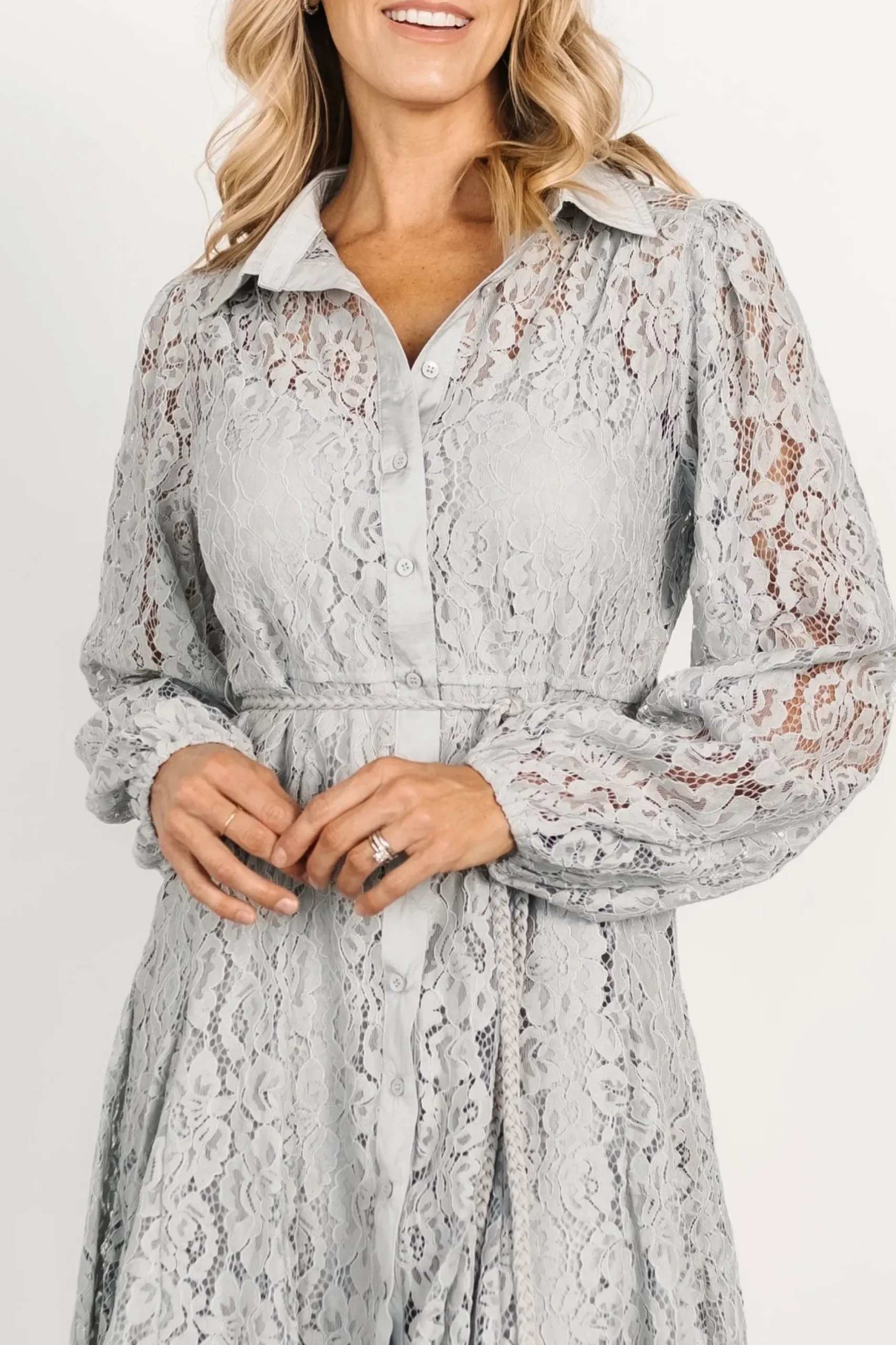 Baltic Born short dresses|Stefan Lace Short Dress | Dove Gray