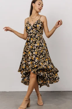 Baltic Born SALE|Steffi Tulip Wrap Dress | Black Floral