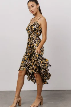 Baltic Born SALE|Steffi Tulip Wrap Dress | Black Floral
