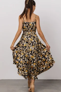 Baltic Born SALE|Steffi Tulip Wrap Dress | Black Floral