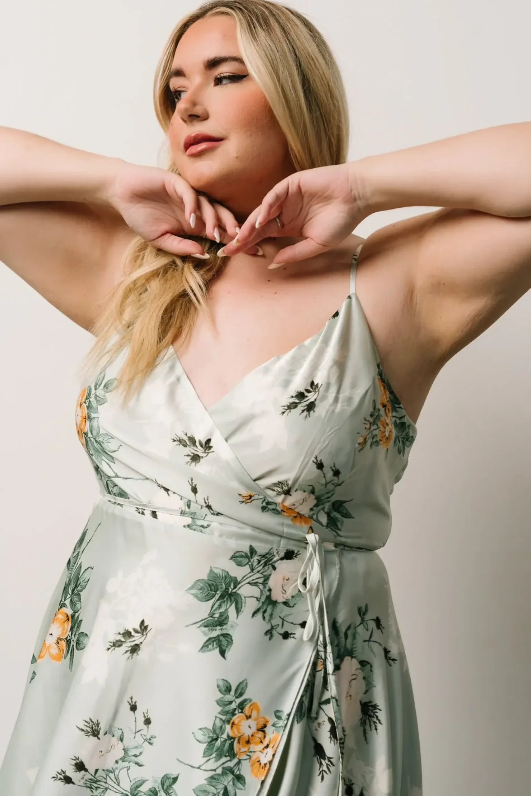 Baltic Born SALE|Steffi Tulip Wrap Dress | Light Sage Floral