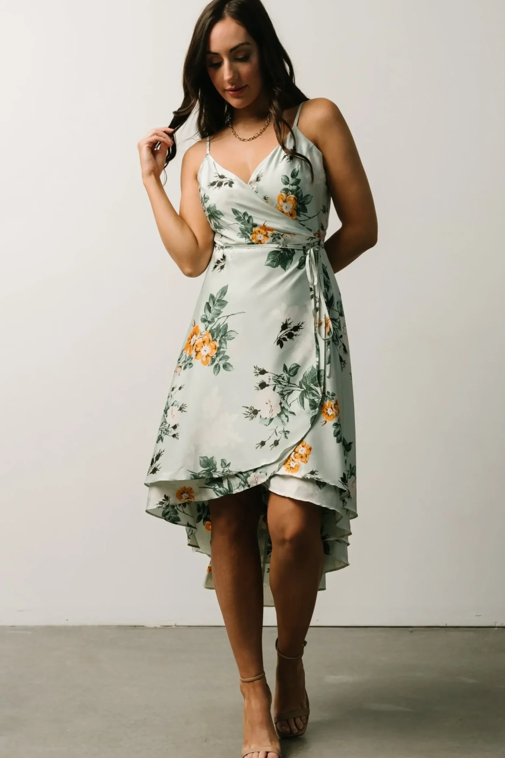 Baltic Born SALE|Steffi Tulip Wrap Dress | Light Sage Floral