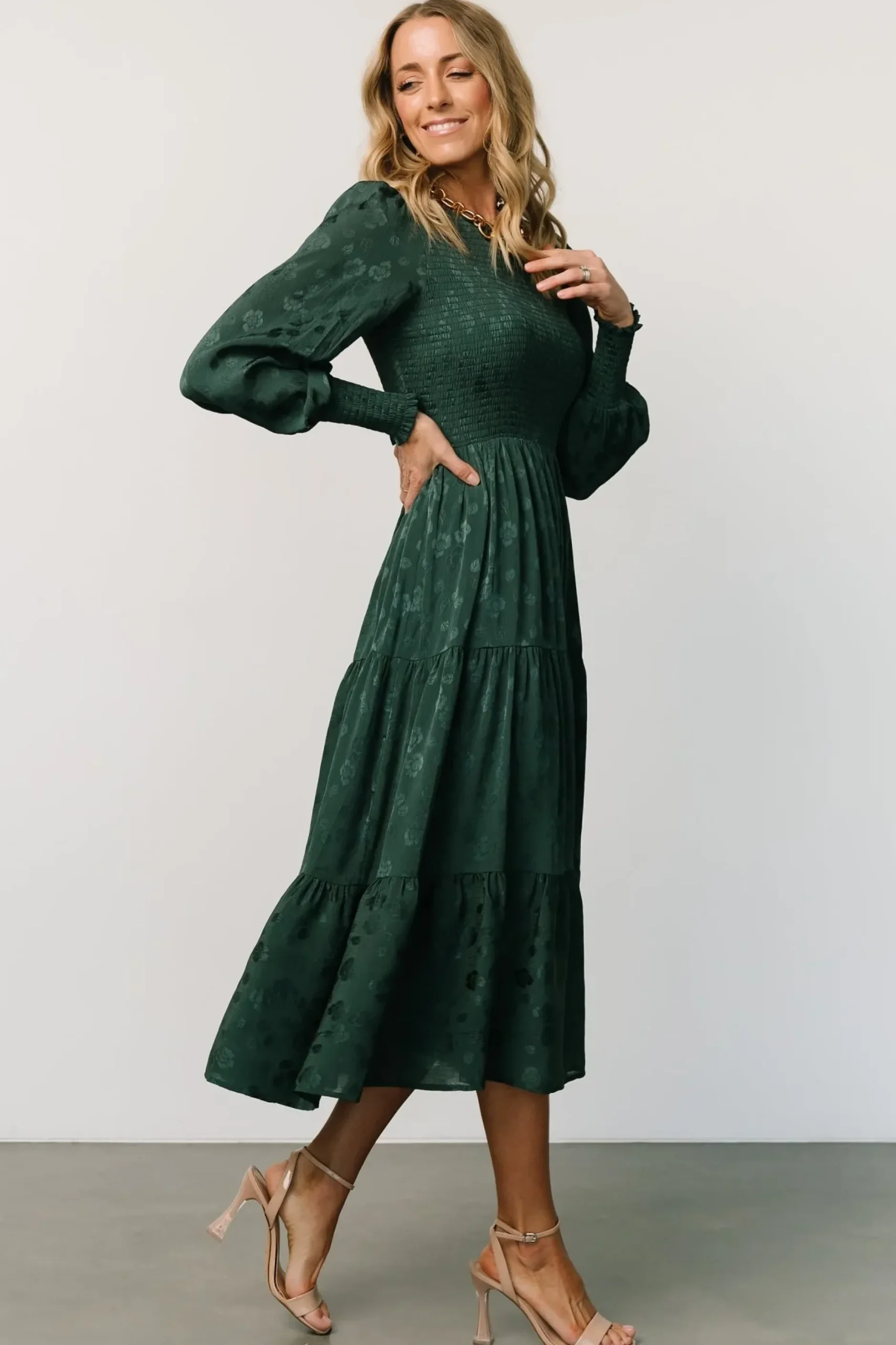 Baltic Born WEDDING SUITE|wedding guest|Stockholm Smocked Dress | Dark Green