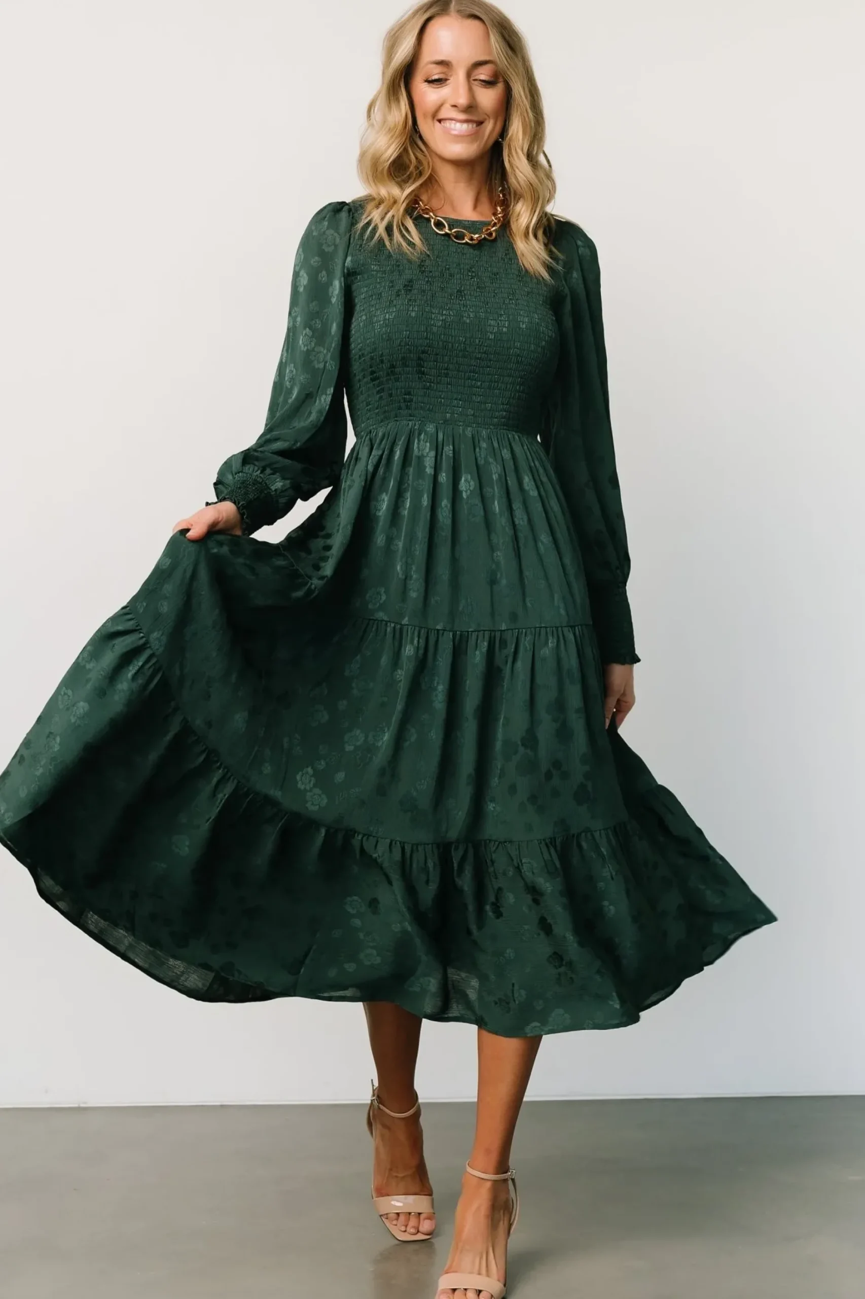 Baltic Born WEDDING SUITE|wedding guest|Stockholm Smocked Dress | Dark Green