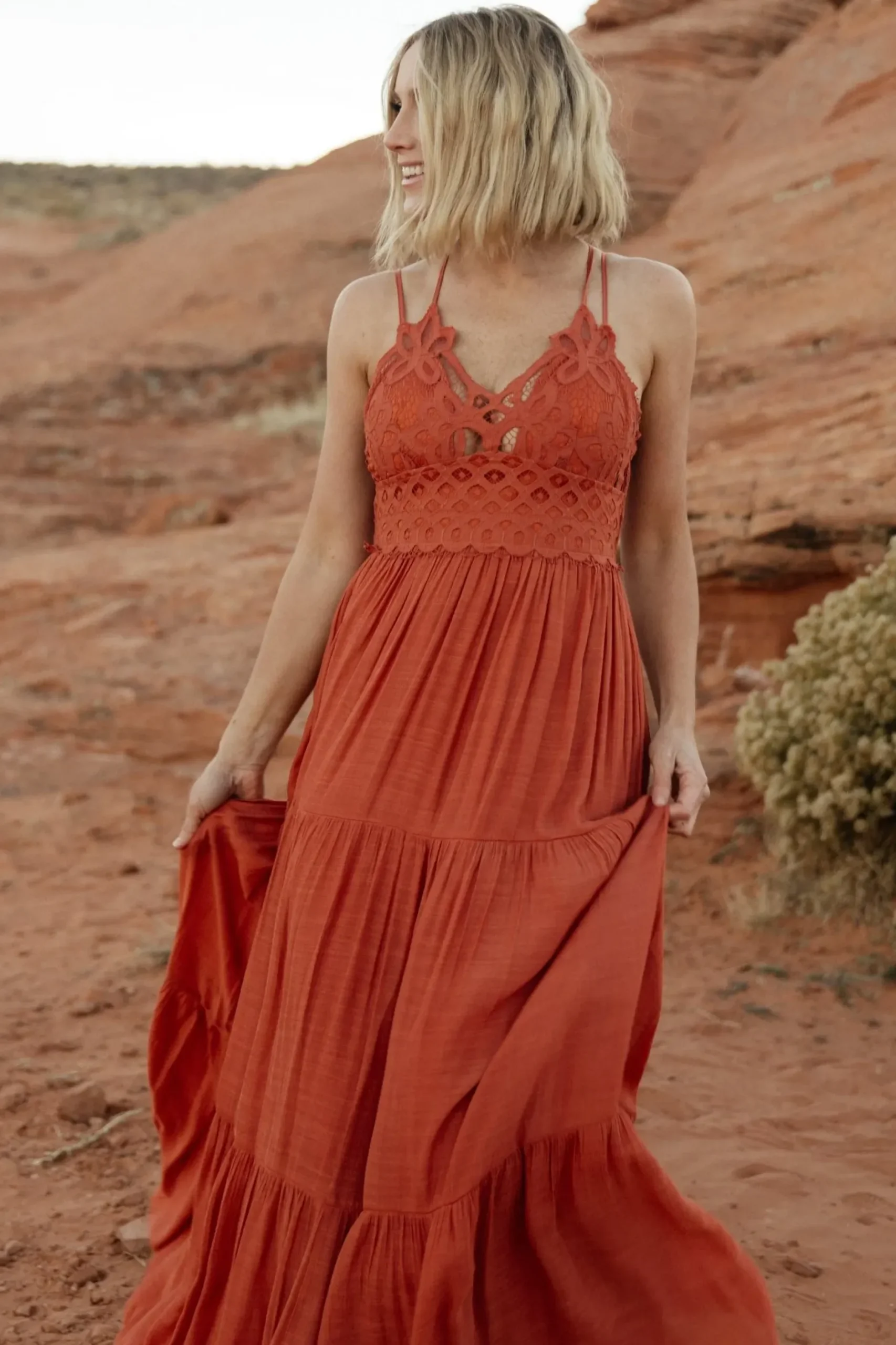 Baltic Born BEST SELLERS|WEDDING SUITE|Summerlin Lace Top Maxi Dress | Rust