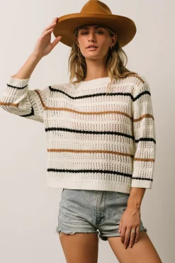 Baltic Born TOPS|sweaters|Sundance Knit Sweater Top | Ivory Multi Stripe