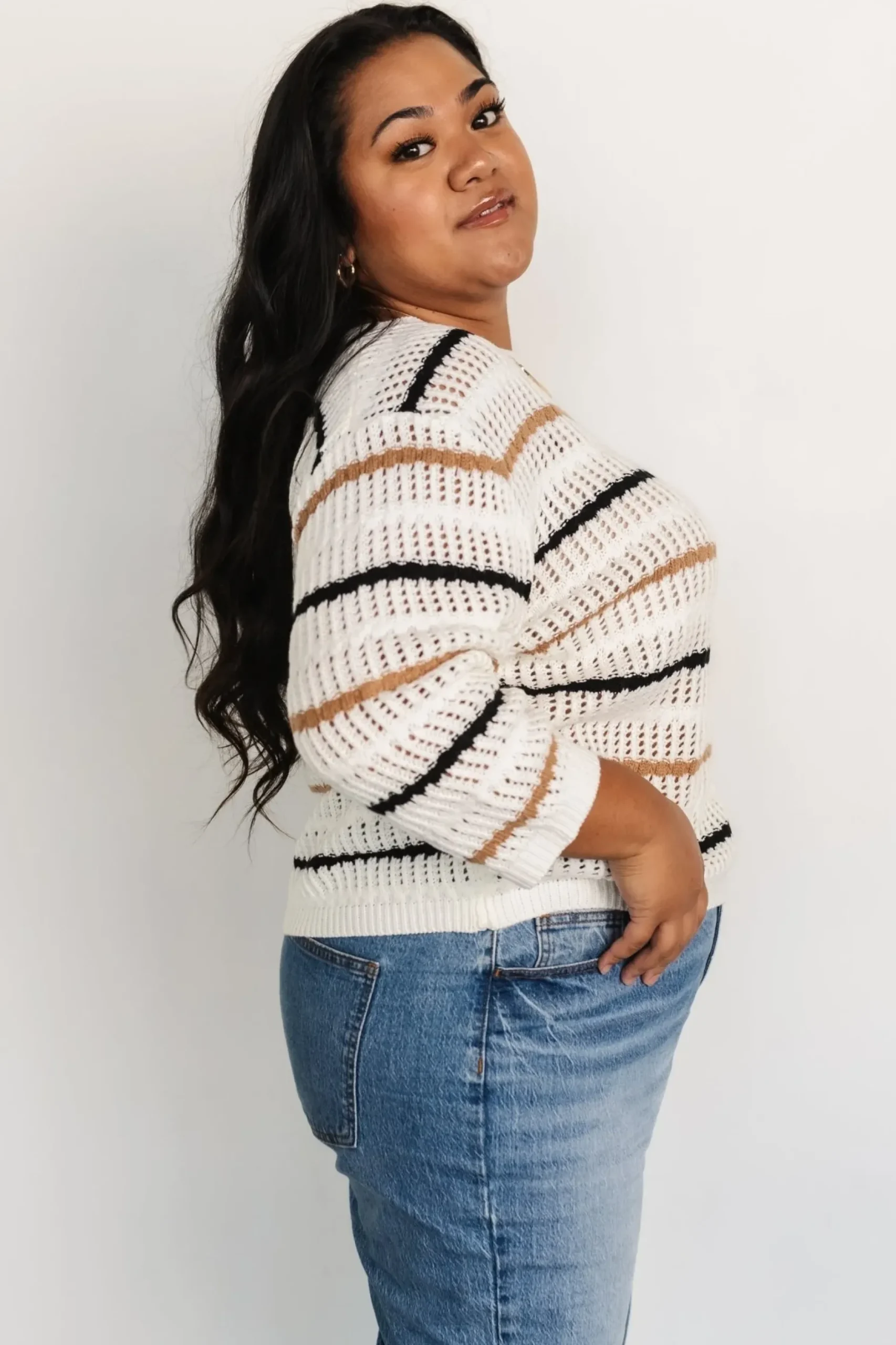 Baltic Born TOPS|sweaters|Sundance Knit Sweater Top | Ivory Multi Stripe