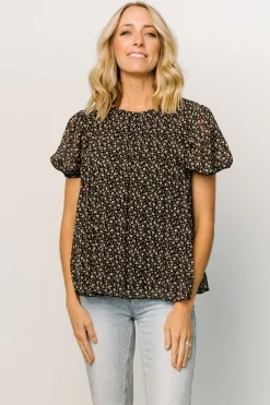 Baltic Born blouses + shirts|Susan Pleated Top | Black Floral