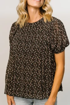 Baltic Born blouses + shirts|Susan Pleated Top | Black Floral