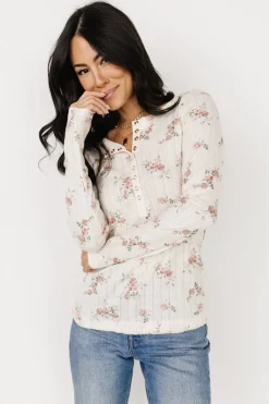 Baltic Born blouses + shirts|Suzanne Henley Top | Cream Floral