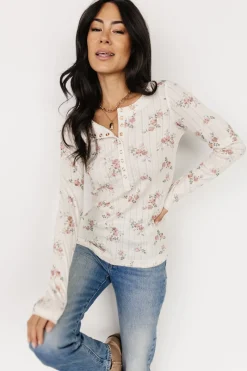 Baltic Born blouses + shirts|Suzanne Henley Top | Cream Floral