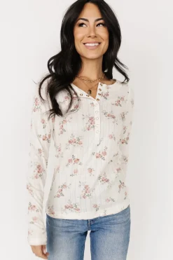Baltic Born blouses + shirts|Suzanne Henley Top | Cream Floral