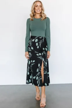 Baltic Born skirts|Tallyn Midi Skirt | Black + Green