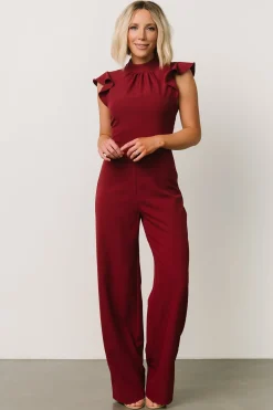Baltic Born JUMPSUITS + ROMPERS|Tana Mock Neck Jumpsuit | Burgundy