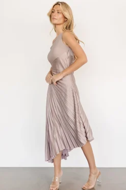 Baltic Born midi dresses|Tasia One Shoulder Pleated Dress | Autumn Orchid