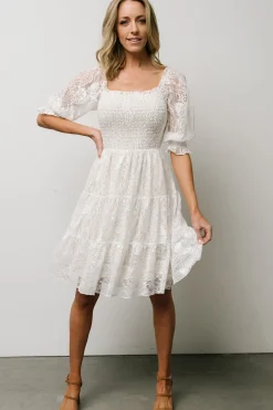 Baltic Born midi dresses|short dresses|Tate Smocked Lace Short Dress | Off White