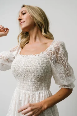 Baltic Born midi dresses|short dresses|Tate Smocked Lace Short Dress | Off White