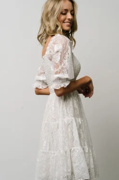 Baltic Born midi dresses|short dresses|Tate Smocked Lace Short Dress | Off White
