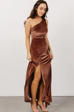 Baltic Born WEDDING SUITE|wedding guest|Tatiana Velvet One Shoulder Maxi Dress | Desert Rose
