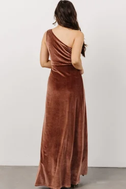 Baltic Born WEDDING SUITE|wedding guest|Tatiana Velvet One Shoulder Maxi Dress | Desert Rose
