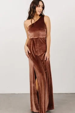 Baltic Born WEDDING SUITE|wedding guest|Tatiana Velvet One Shoulder Maxi Dress | Desert Rose