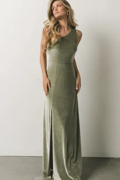 Baltic Born WEDDING SUITE|wedding guest|Tatiana Velvet One Shoulder Maxi Dress | Sage