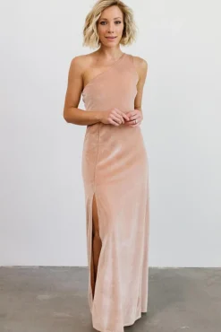 Baltic Born WEDDING SUITE|wedding guest|Tatiana Velvet One Shoulder Maxi Dress | Champagne