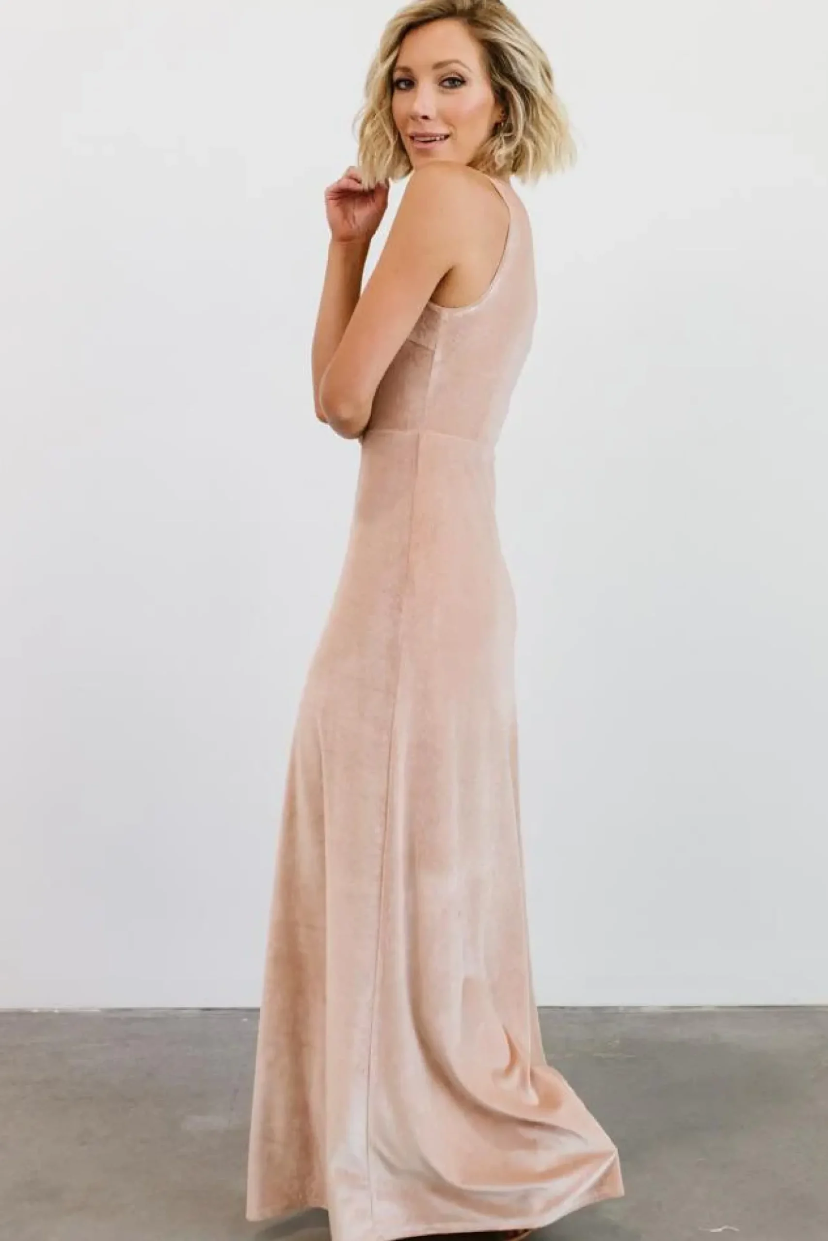 Baltic Born WEDDING SUITE|wedding guest|Tatiana Velvet One Shoulder Maxi Dress | Champagne