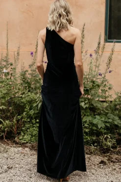 Baltic Born WEDDING SUITE|wedding guest|Tatiana Velvet One Shoulder Maxi Dress | Black