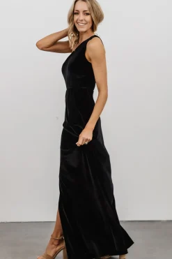 Baltic Born WEDDING SUITE|wedding guest|Tatiana Velvet One Shoulder Maxi Dress | Black