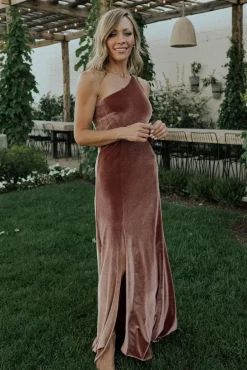 Baltic Born WEDDING SUITE|wedding guest|Tatiana Velvet One Shoulder Maxi Dress | Rose