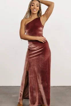 Baltic Born WEDDING SUITE|wedding guest|Tatiana Velvet One Shoulder Maxi Dress | Rose