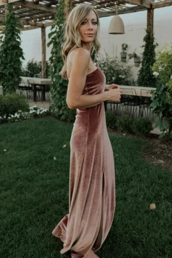 Baltic Born WEDDING SUITE|wedding guest|Tatiana Velvet One Shoulder Maxi Dress | Rose