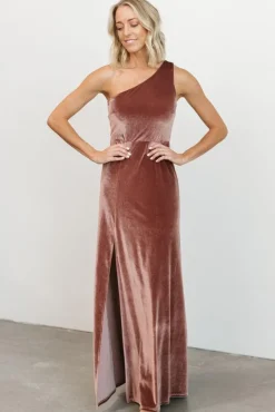 Baltic Born WEDDING SUITE|wedding guest|Tatiana Velvet One Shoulder Maxi Dress | Rose