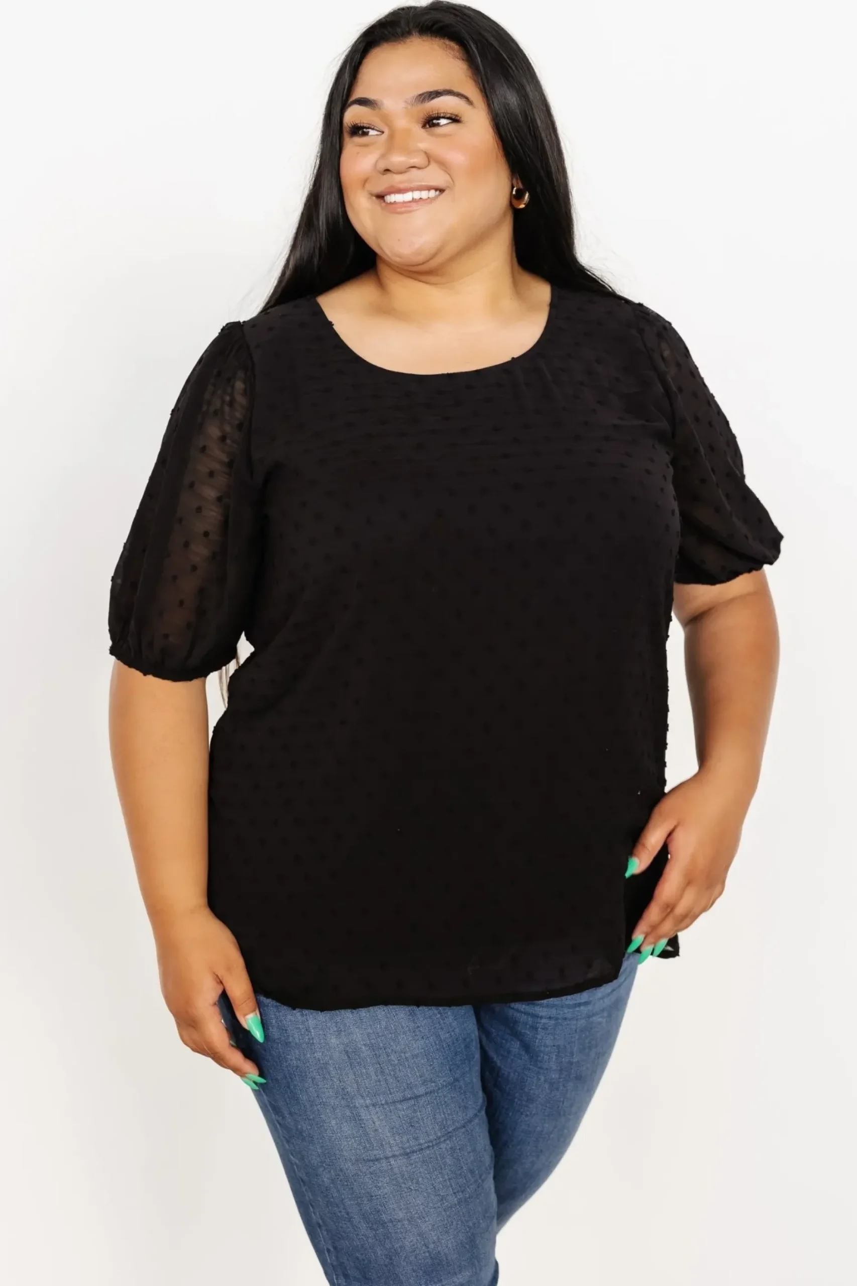 Baltic Born EXTENDED SIZING|TOPS|Tawnie Swiss Dot Top | Black