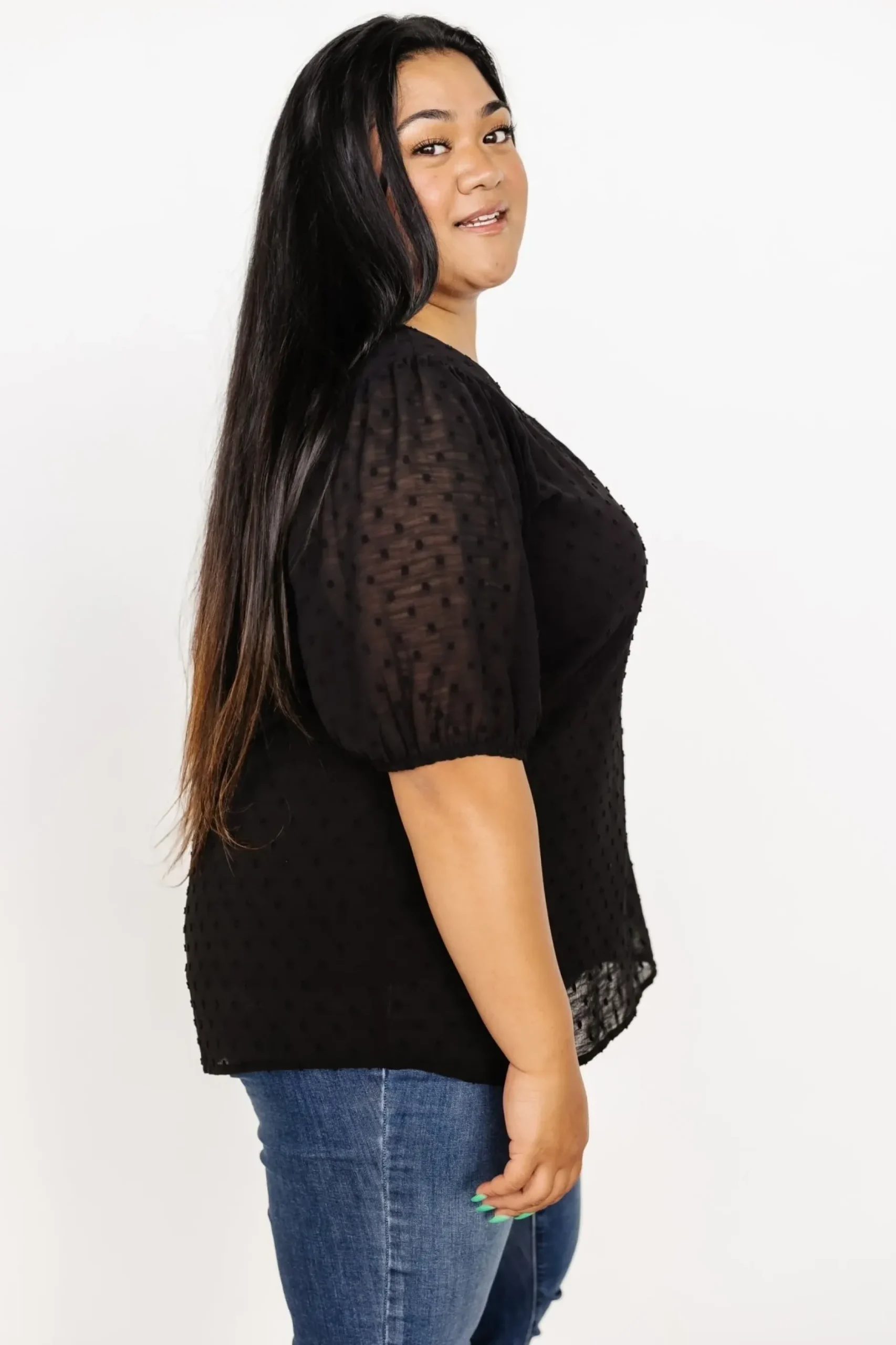 Baltic Born EXTENDED SIZING|TOPS|Tawnie Swiss Dot Top | Black