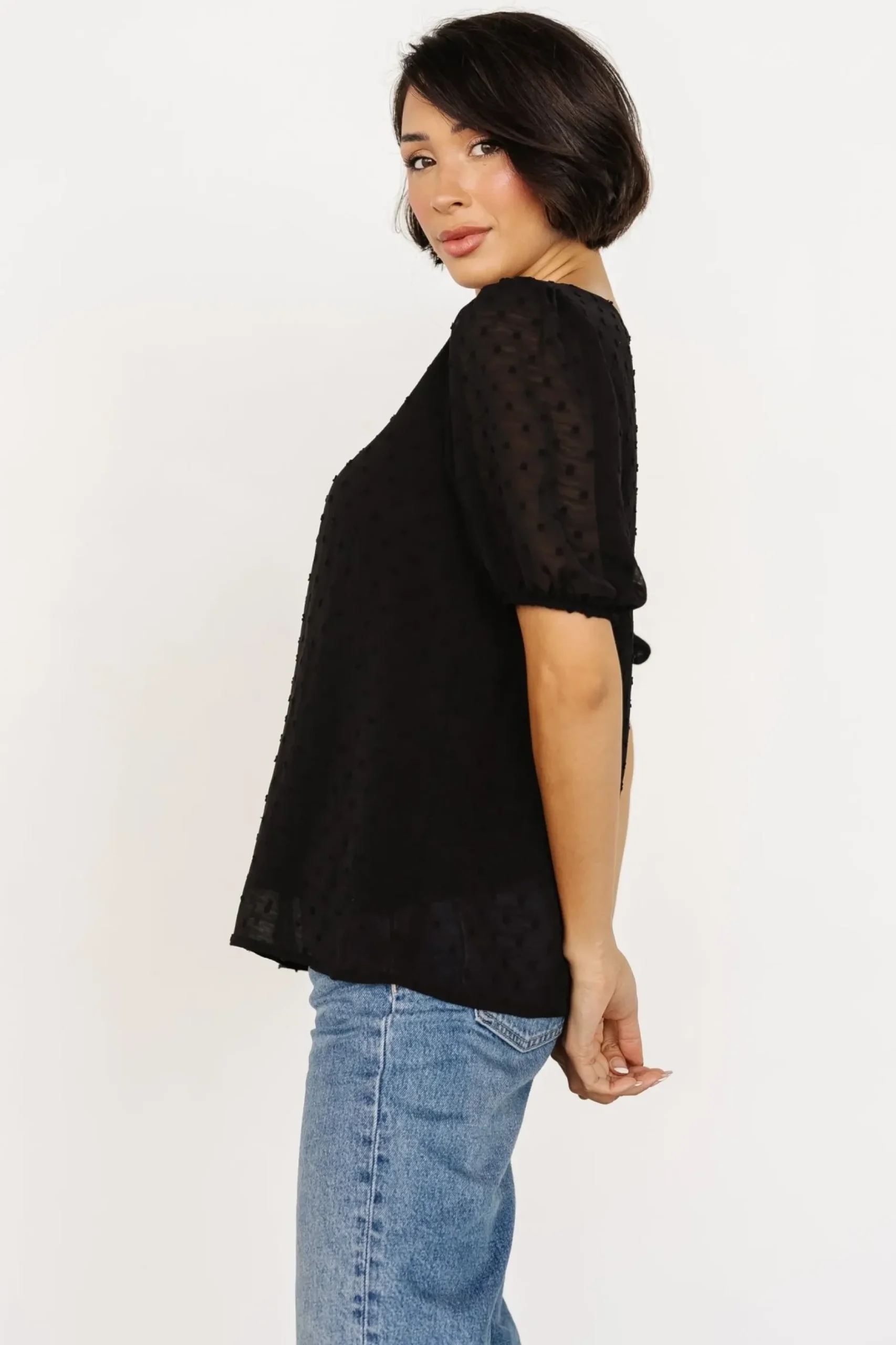 Baltic Born EXTENDED SIZING|TOPS|Tawnie Swiss Dot Top | Black