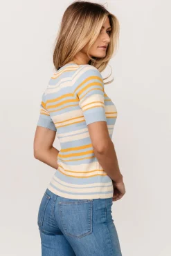 Baltic Born blouses + shirts|Teagan Striped Top | Blue + Orange