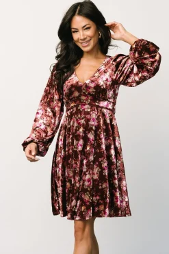 Baltic Born short dresses|Teri Velvet Short Dress | Auburn Multi