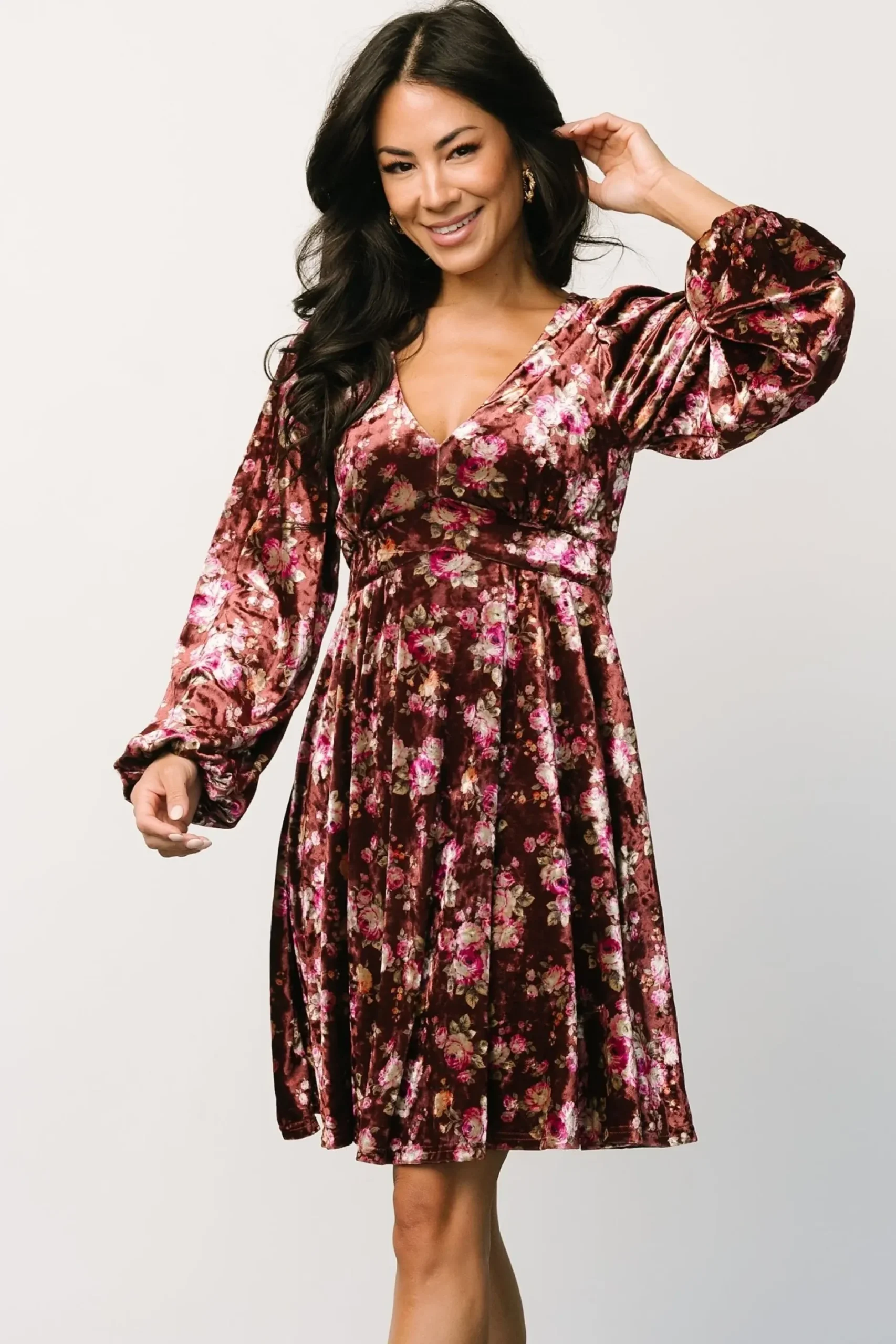 Baltic Born short dresses|Teri Velvet Short Dress | Auburn Multi