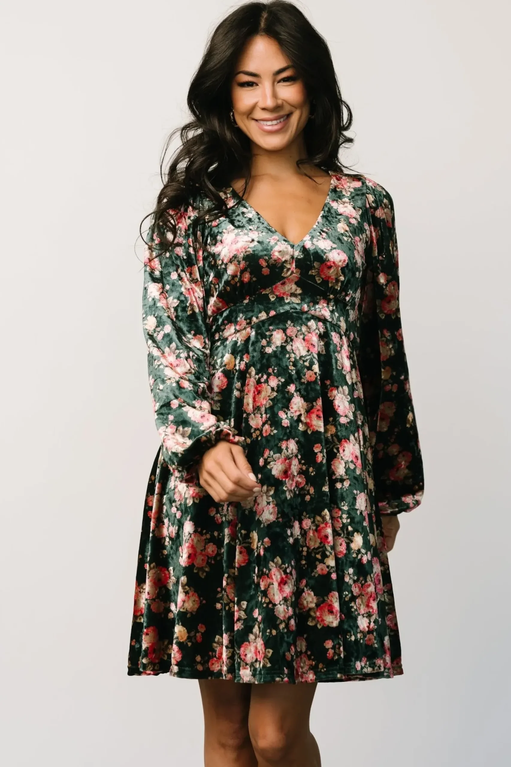 Baltic Born short dresses|Teri Velvet Short Dress | Forest Multi