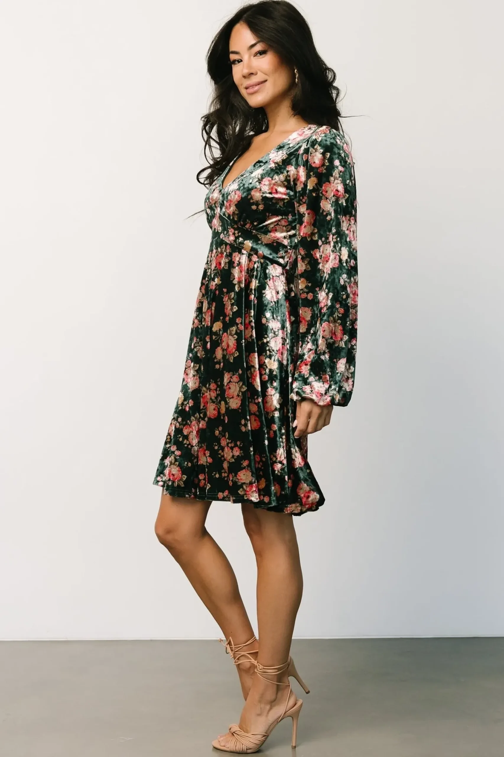 Baltic Born short dresses|Teri Velvet Short Dress | Forest Multi