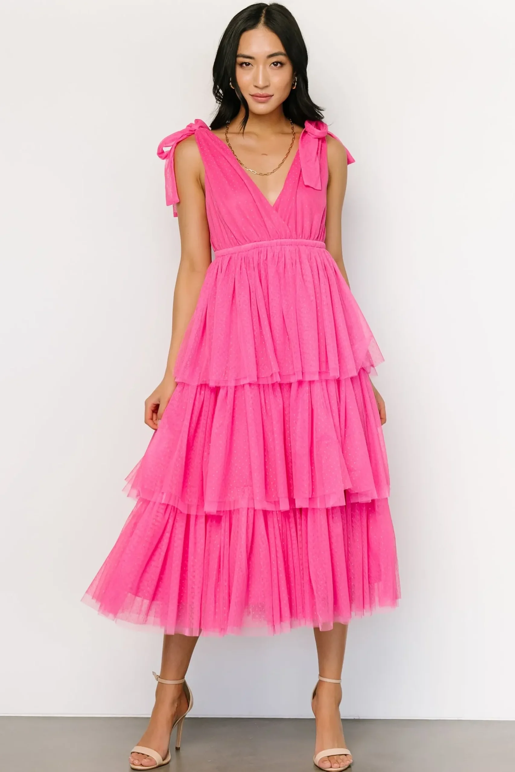 Baltic Born tulle styles|Tessa Tiered Tulle Tank Dress | Hot Pink